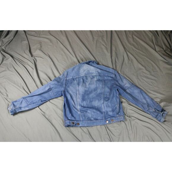 Vintage Calvin Klein Denim Jacket Women Medium Blue Tie Dye Blue Button Up - Picture 2 of 9